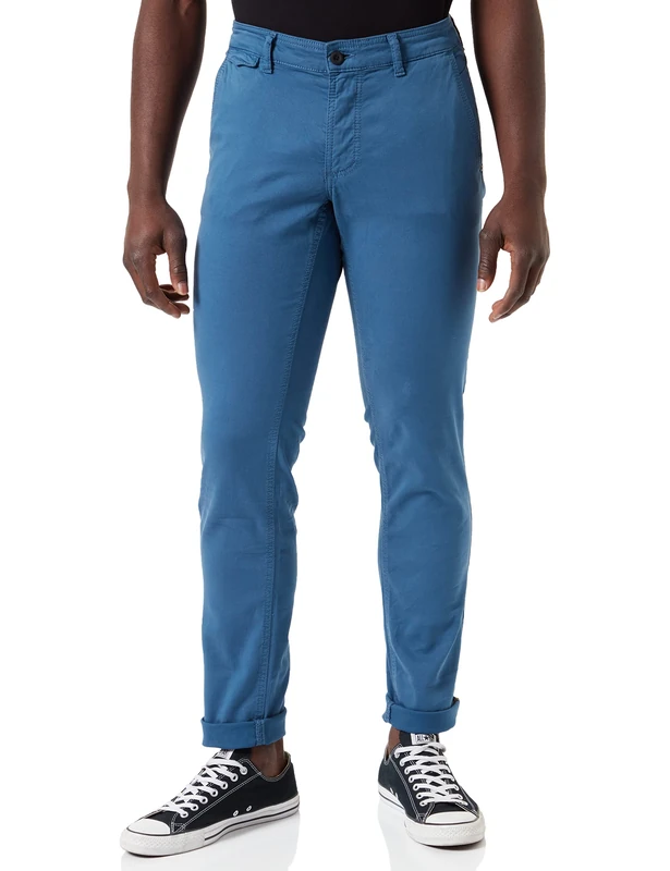 camel active Men's 477875/7F15 Dress Pants, Aqua Blue, 34W / 34L