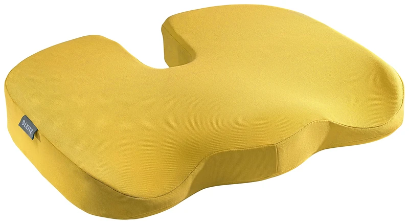 Leitz Seat Cushion, Padded Support For Home Or Office Chair, Relieves Spinal Pressure, Reduces Neck & Back Pain, Fabric Cover With Inner Foam Material, Ergo Cosy Range, Warm Yellow, 52840019