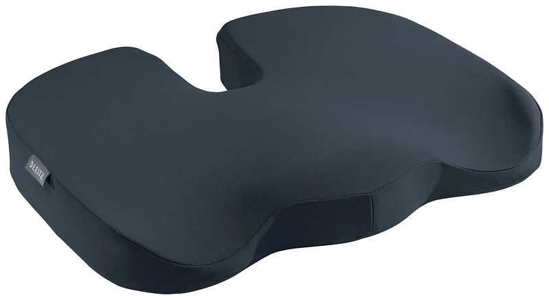 Leitz Seat Cushion, Padded Support For Home Or Office Chair, Relieves Spinal Pressure, Reduces Neck & Back Pain, Fabric Cover With Inner Foam Material, Ergo Cosy Range, Velvet Grey, 52840089