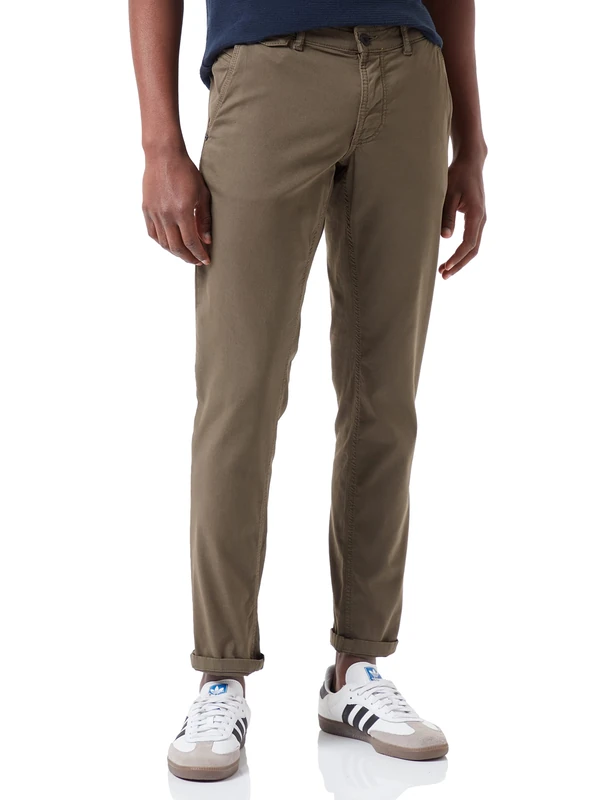 camel active Men's 477875/7F15 Dress Pants, Olive Brown, 30W / 34L