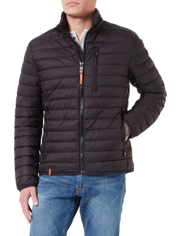 camel active Herren leichte Steppjacke ohne Kapuze, Schwarz, 68