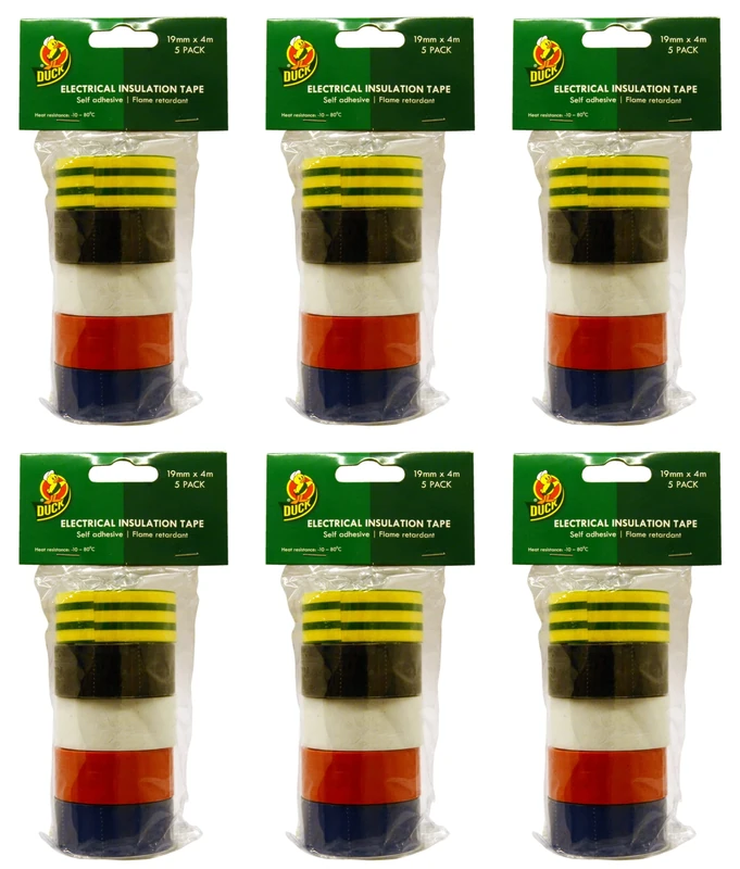 Duck Tape Insulating Electrical Tape Multipack 19mm x 4m, Pack of 6