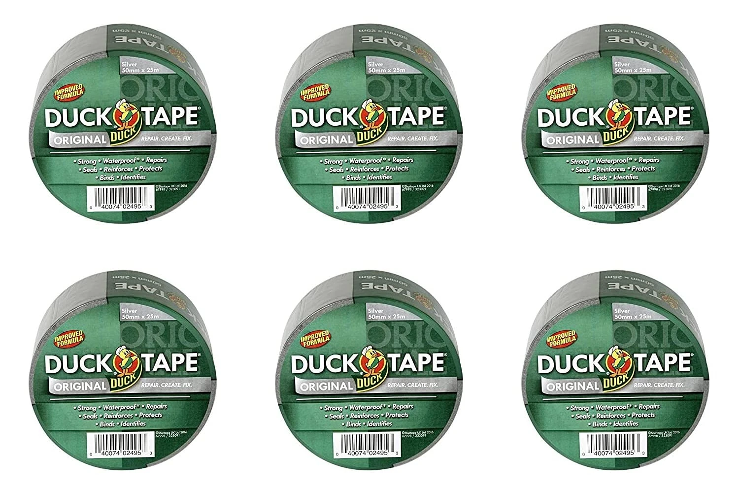 Duck Tape Original Silver, 50 mm x 25 m, Pack of 6
