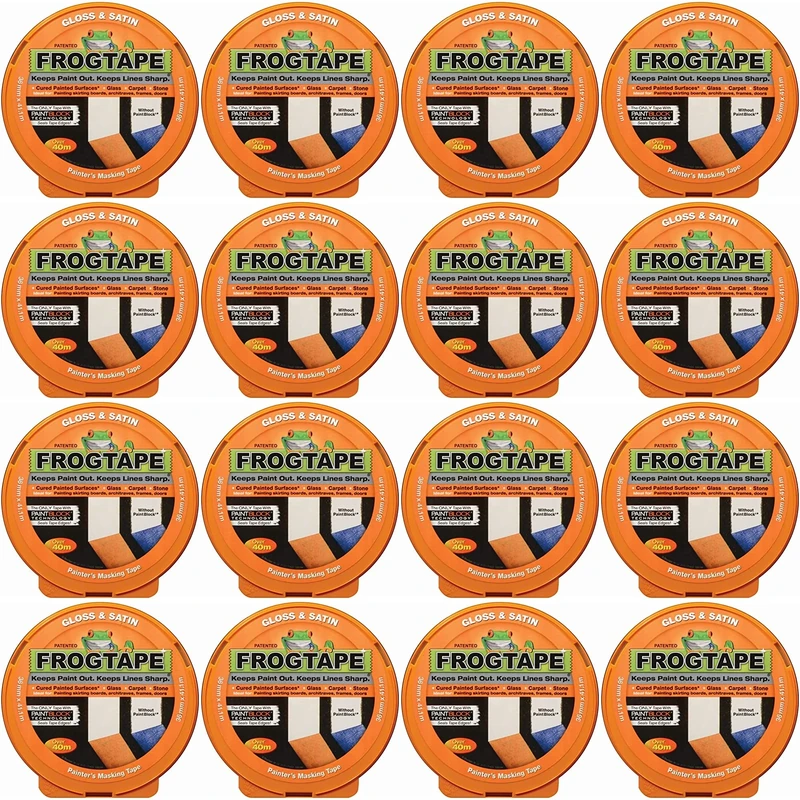 Frog Tape Orange Gloss & Satin Painters Masking Tape 36mm x 41.1m, Pack of 16