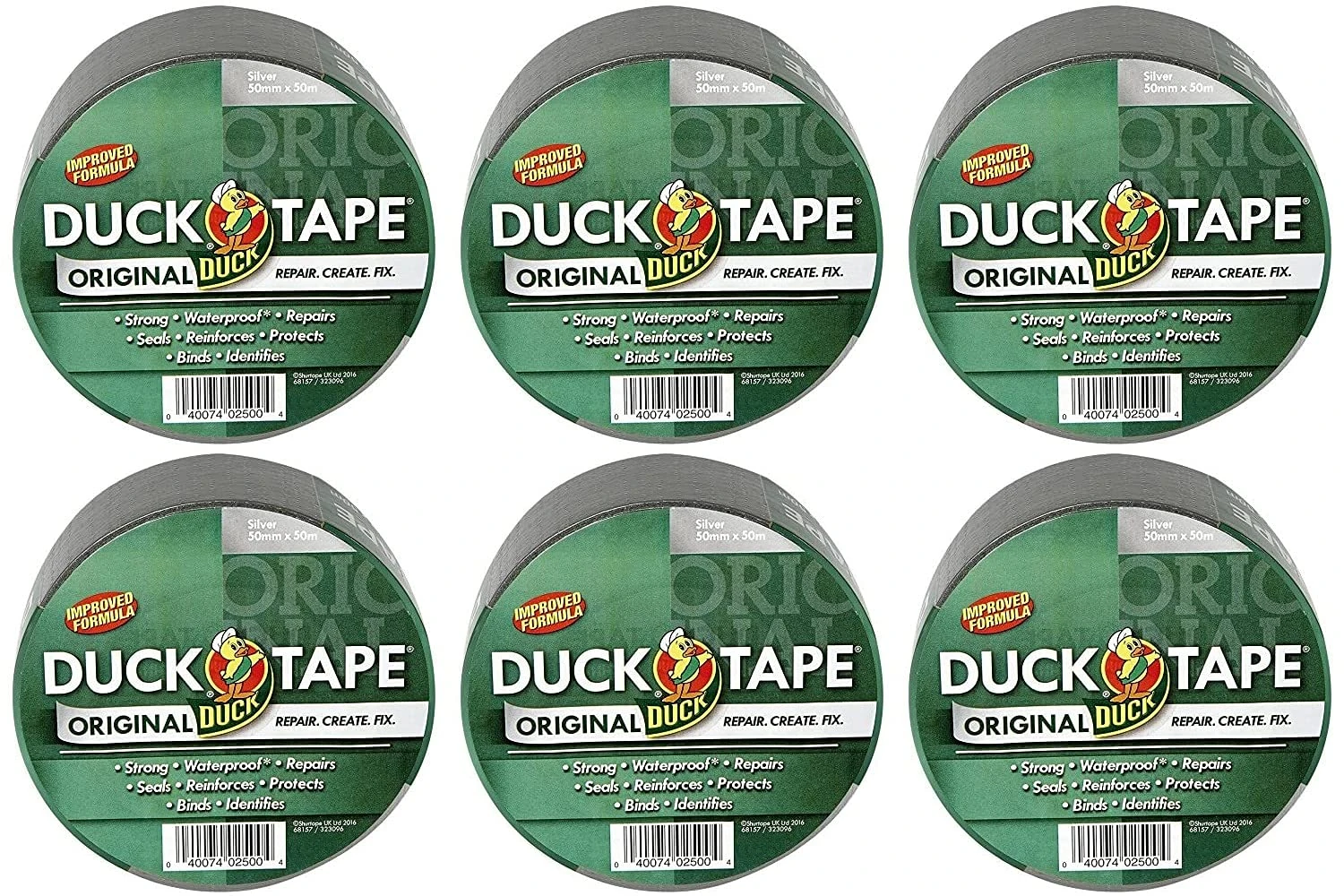 Duck Tape Original Silver, 50 mm x 50 m, Pack of 6