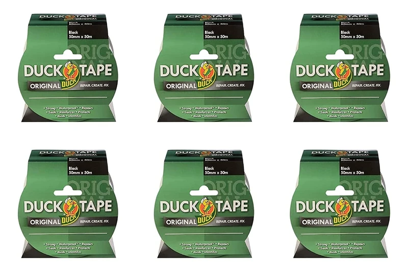 Duck Tape 211116.6 Original Silver, 50mm x 50m, Pack of 6, Black