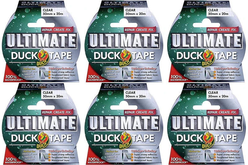 Duck Tape 222150.6 Ultimate Cloth Tape Clear 50mm x 20m, Pack of 6