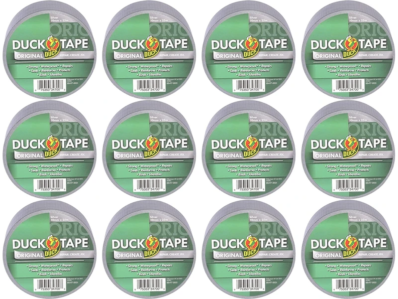 Duck Tape Original Silver, 50 mm x 25 m, Pack of 12