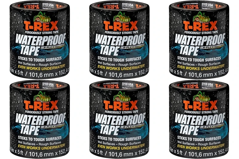 T-REX Tape Waterproof Tape 101mm x 1.52cm, Pack of 6