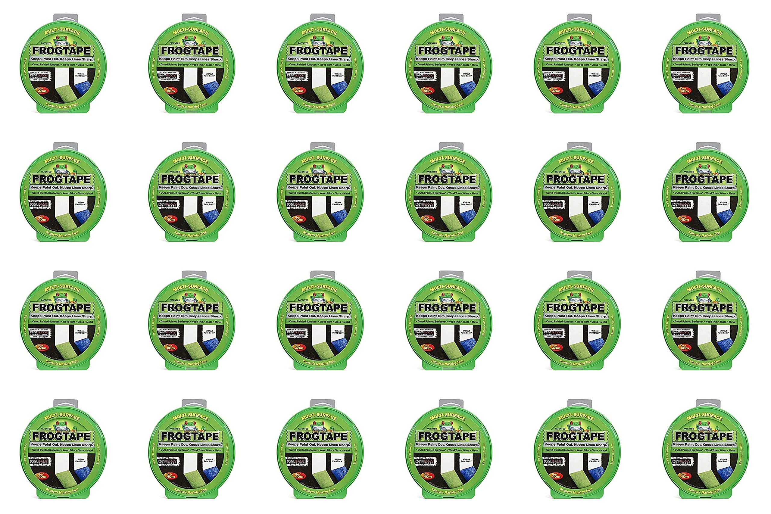 Frog Tape Green Multi Surface Painters Masking Tape 24mm x 41.1m Hanging Pack, Pack of 24