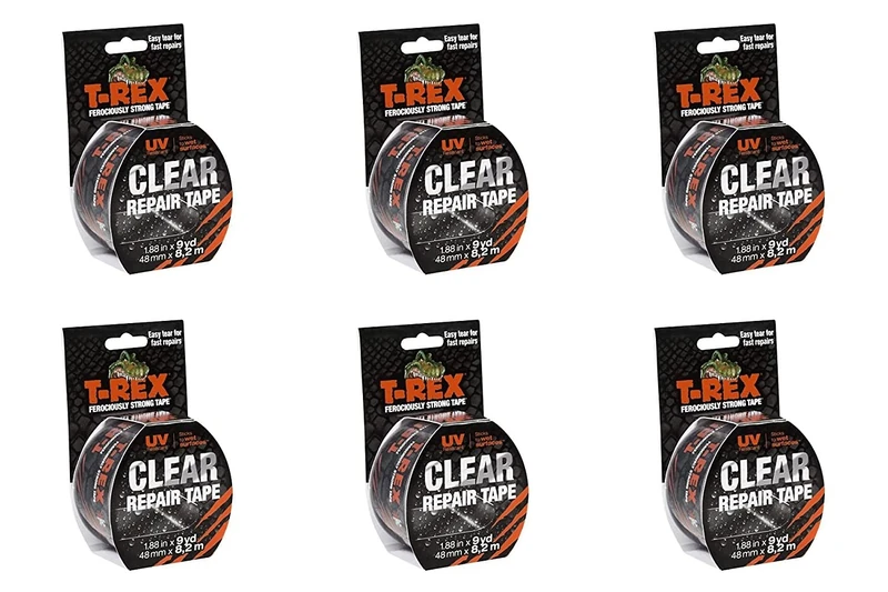 T-REX Tape Ferociously Strong Clear Repair Tape, 48mm x 8.2m, Pack of 6 - Image 1