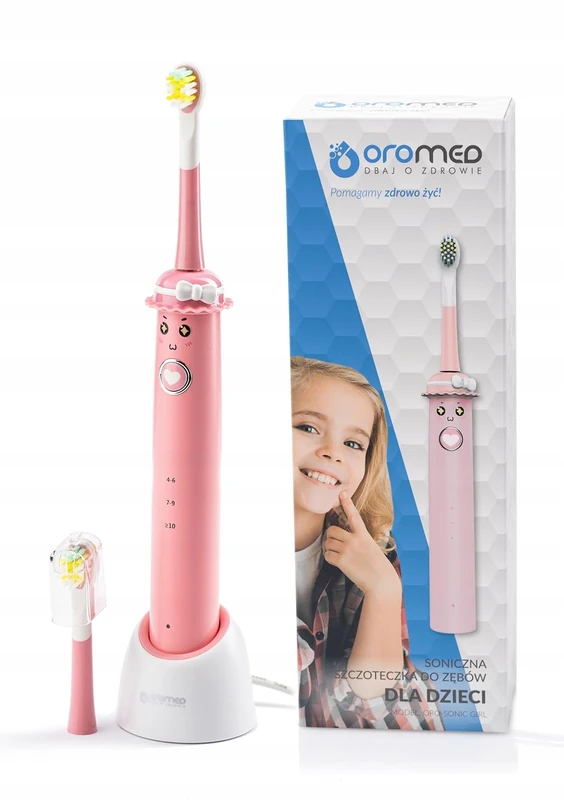 HI-TECH Medical ORO-Sonic Kids Girl NIÑO CEPILLO Dental SÓNICO ROSA, Amarillo