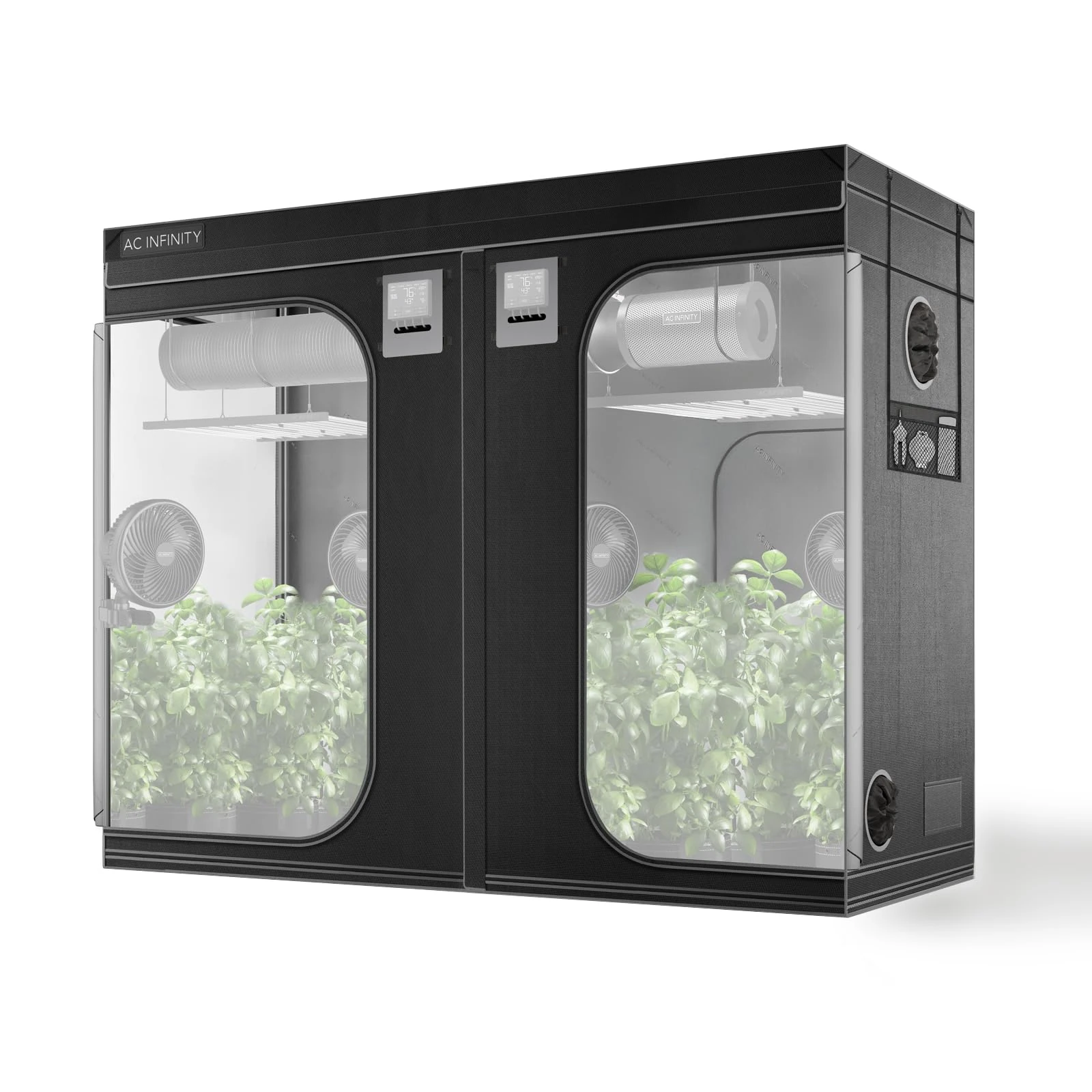 AC Infinity CLOUDLAB 894 Advance Grow Tent 8x4, 240x120x200cm Thickest 2.5cm Poles, Highest Density 2000D Diamond Mylar Canvas, Controller Mount for Hydroponics Indoor Growing, 96”x48”x80”