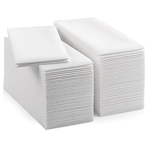 LEKOCH 50 pcs Airlaid Quality Foled White Napkins with Elegant Gold Degsin Disposable Linen Feel Paper Napkins for Wedding Parties Christmas 43 * 30 cm