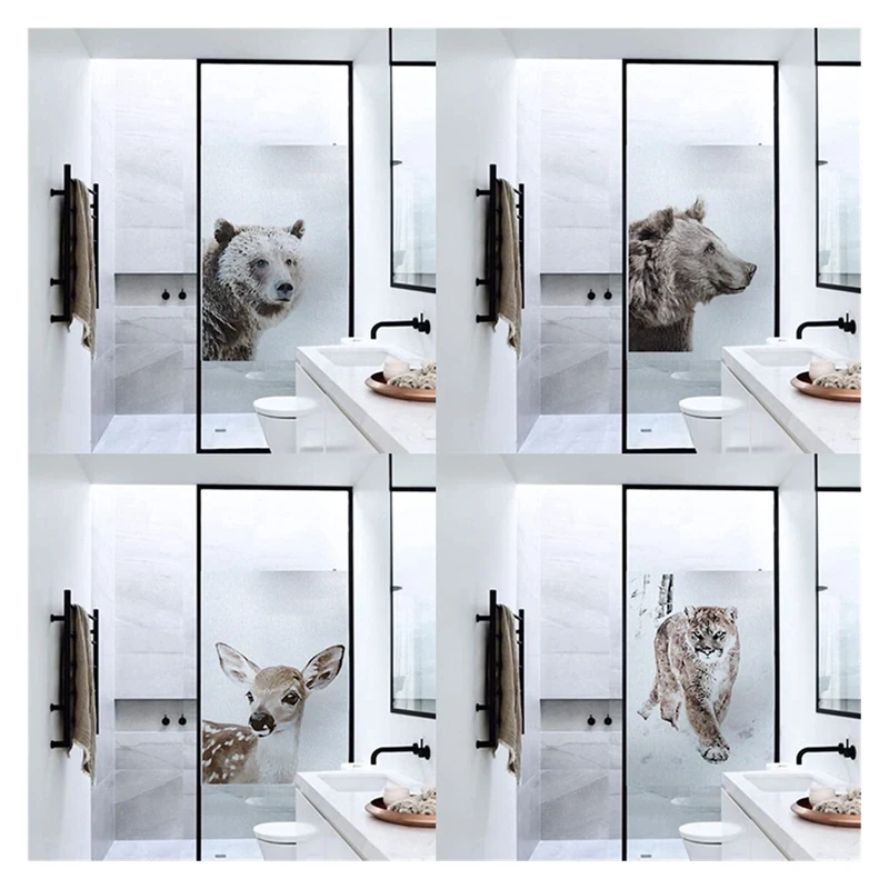 Windows Film Frosted Privacy Window Movie Stained Glass Film Vinyl Window Sticker Glass Sticker Woodland Animal Shower Door Movie No Adhesive (Stated Or Random) (Trebe: 50x90cm)