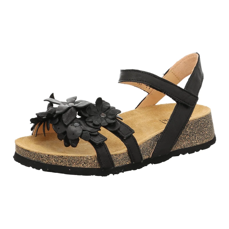 THINK! Damen KOAK chromfrei gegerbte nachhaltige Sandale, SCHWARZ 0000