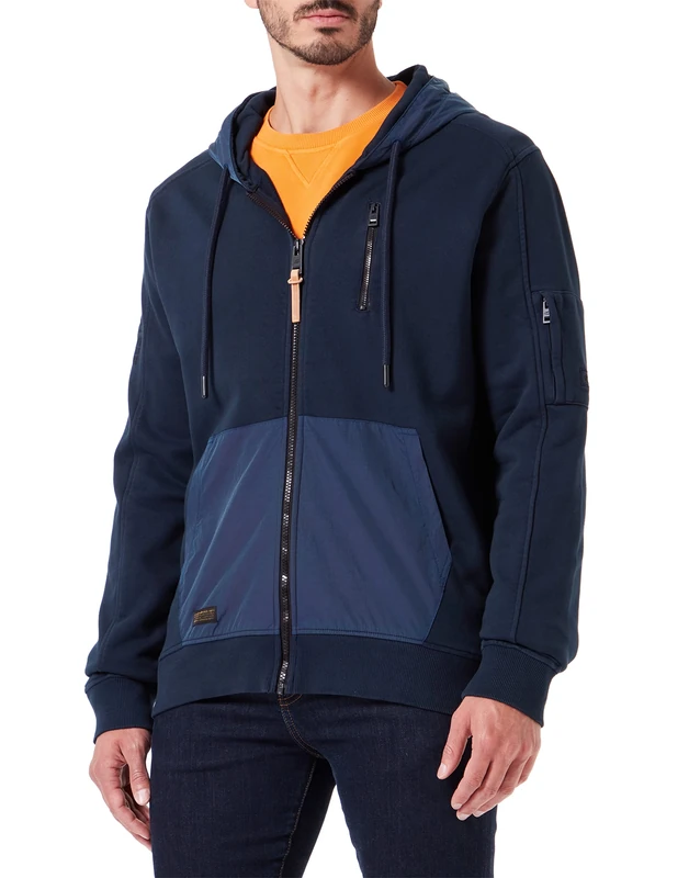 camel active Men's 409401/7W12 Cardigan Sweater, Night Blue, S