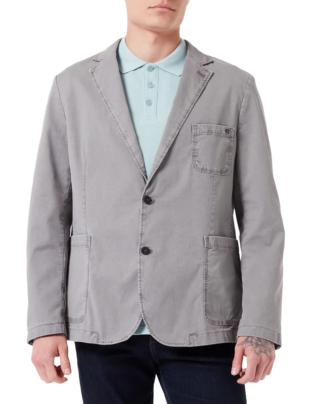 camel active Men's 444385/7581 Casual Blazer, Stone Gray, 70