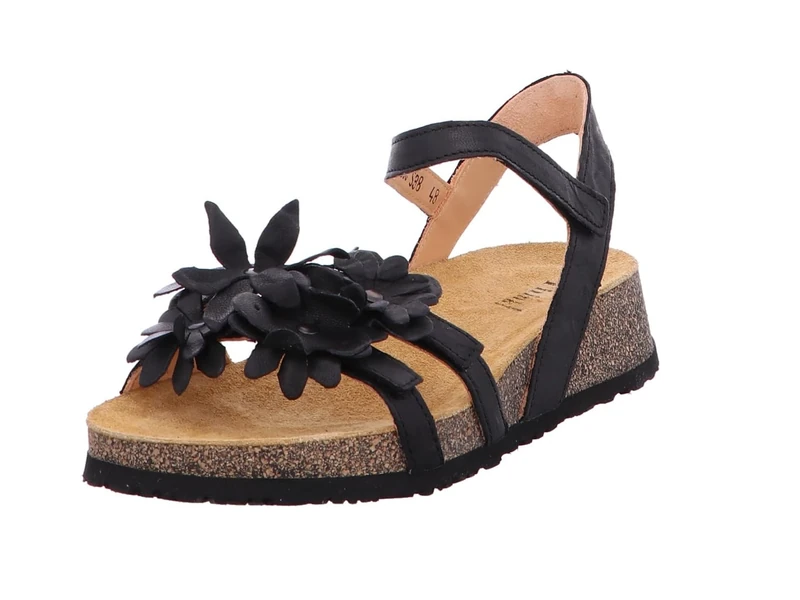 THINK! Damen KOAK chromfrei gegerbte nachhaltige Sandale, SCHWARZ 0000