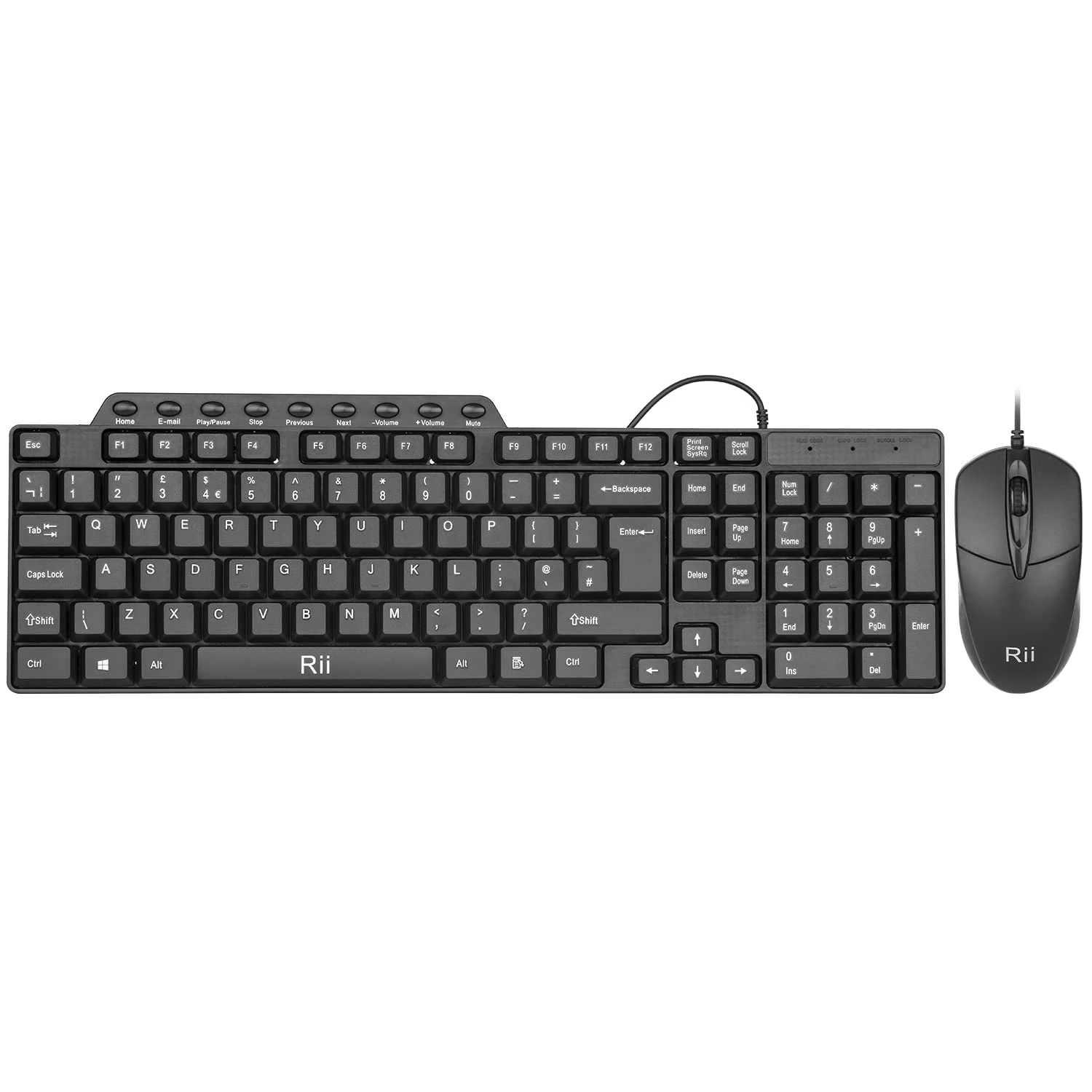 Wired Keyboard and Mouse,Rii RK203 Full Size Slim Business Keyboards and Mouse Wired for Computer,Laptop,PC,Notebook,Windows Home Office