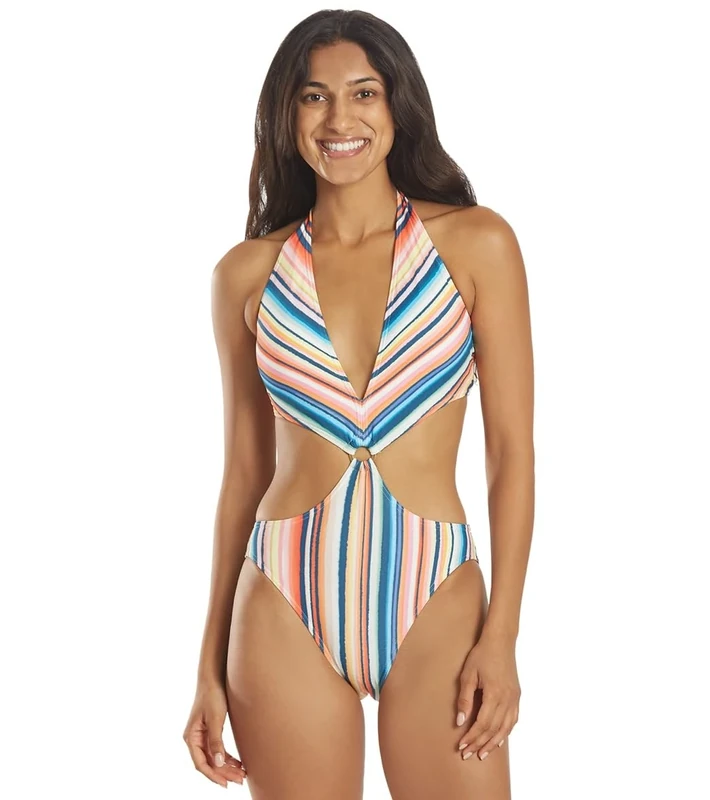 Vince Camuto Multi Stripe Ring Monokini One-Piece - Multicolored 8