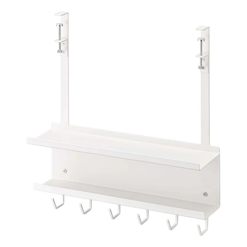 YAMAZAKI 5461 SMART Under-Desk Cable & Router Organizer, white, Steel, Minimalist, 40 x 11.5 x 43 cm