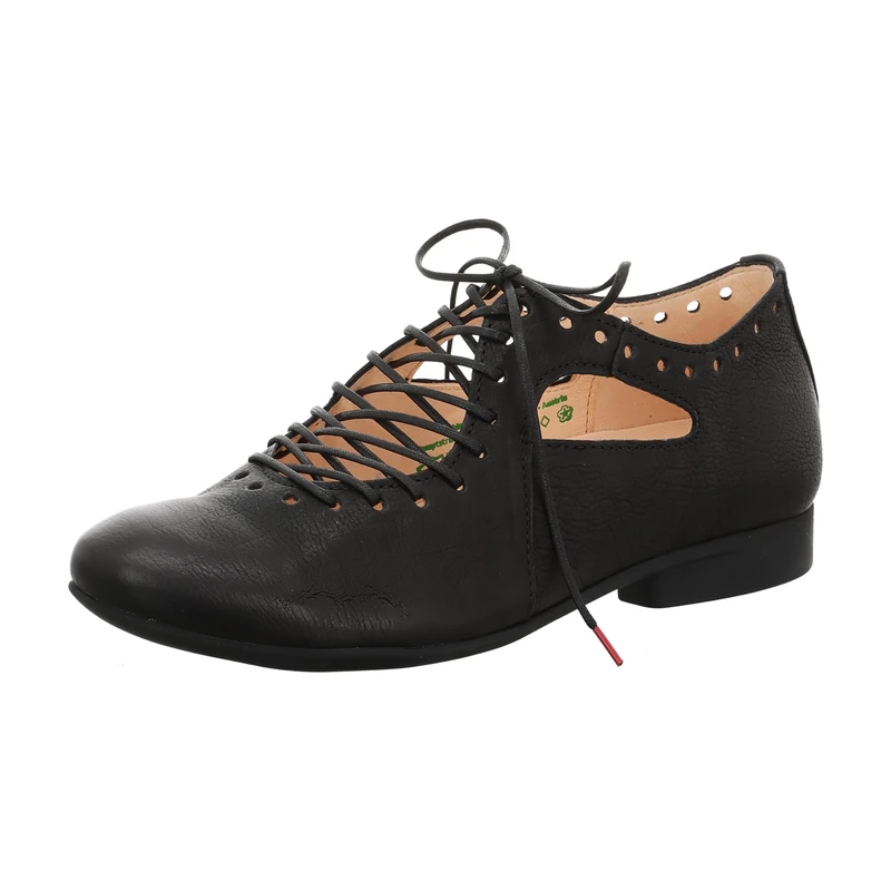 THINK! Damen GUAD2 chromfrei gegerbte nachhaltige Halbschuhe, Schwarz 0000