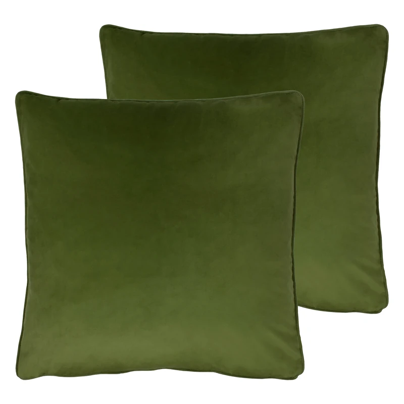 furn. Opulence Twin Pack Feather Filled Cushions, Olive, 55 x 55cm