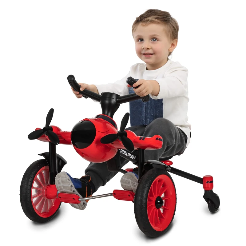 Rollplay Flex Pedal Drifter Folding Pedal Vehicle for Children from 1.5 Years +, For up to 35 kg, Red and Black Aeroplane Ride On Toy