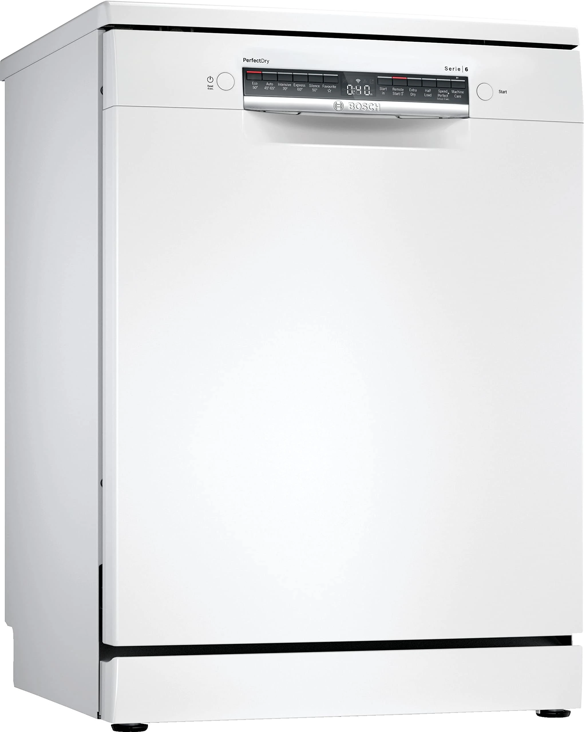 Bosch Home & Kitchen Appliances Bosch Series 6 SMS6ZCW00G Dishwasher with 14 place settings, 9.5 litres water consumption, PerfectDry, Rackmatic, Wifi enabled via Home Connect App, Freestanding, White