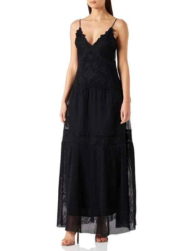 Pinko Women's ORISTANO Abito RETE Ricamo INT Dress, Z99_Nero Limousine, 44