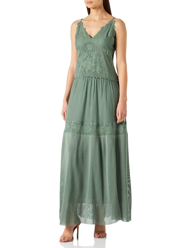Pinko Women's ORISTANO Abito RETE Ricamo INT Dress, U33_Verde Agata, 44