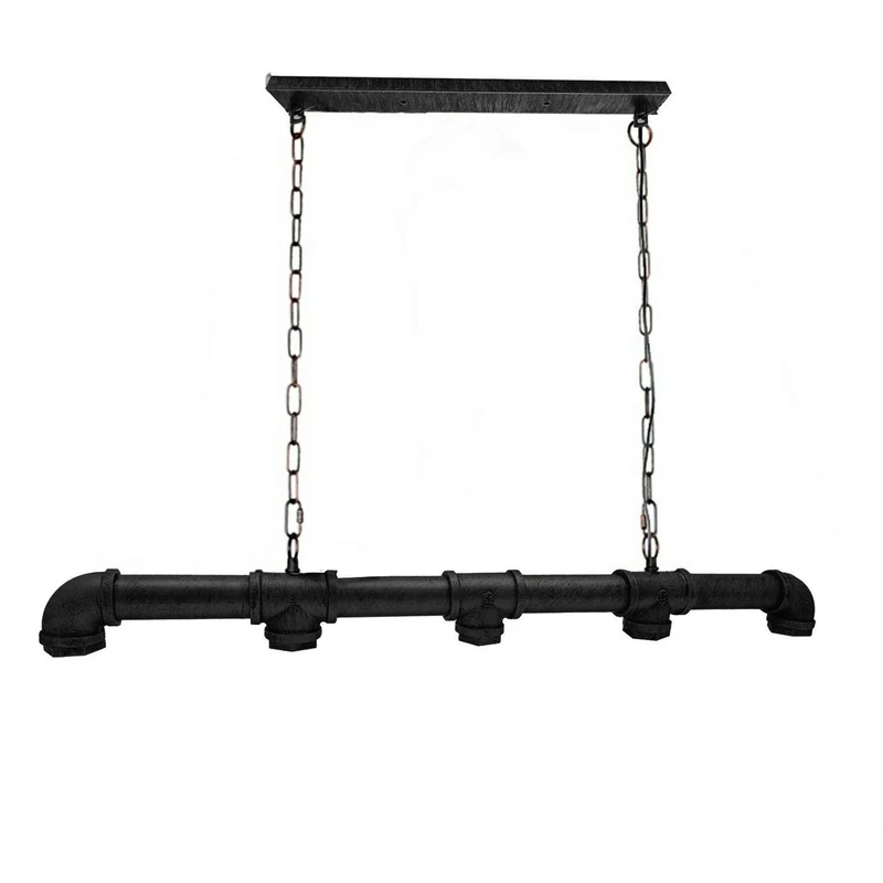 LEDSone 5 Way Industrial Pipe Pendant Light Vintage Ceiling Fixture Adjustable Hanging Lamp with E27 Base for Kitchen Island, Dining Room, Bar, Living Room, Farmhouse Décor