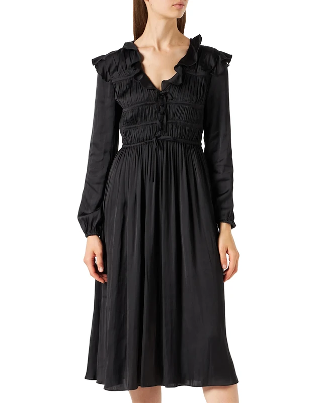 Pinko Women's AFRAGOLA Abito Raso Ultralight Dress, Z99_Nero Limousine, 38