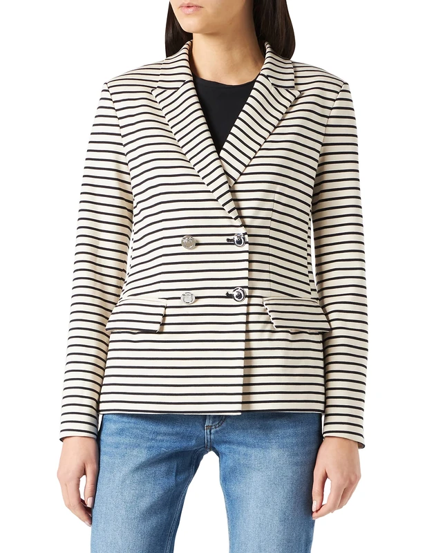 Pinko Women's ASSAGO Giacca Punto Roma RIGAT Coat, CEB_Ecru/BLU Navy, 36