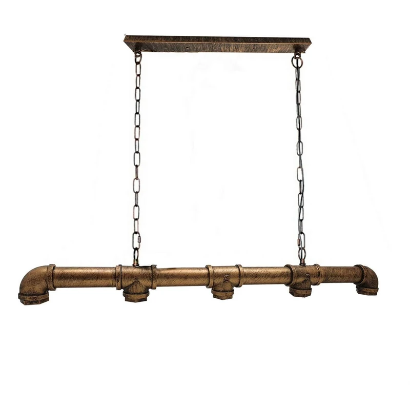 LEDSone 5 Way Industrial Pipe Pendant Light Vintage Ceiling Fixture Adjustable Hanging Lamp with E27 Base for Kitchen Island, Dining Room, Bar, Living Room, Farmhouse Décor