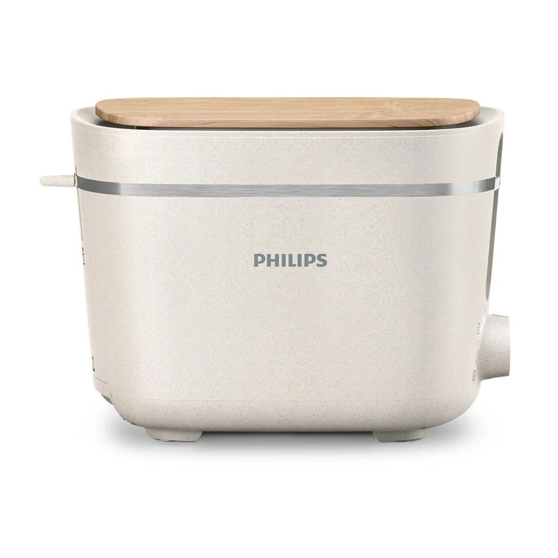 Philips Eco Conscious Edition Toaster 5000 Series, 100% Bio-based plastics*, 8 Browning Settings, 2 Slot Compact Design, 830W Power, Silk White Matt Finish (HD2640/11)