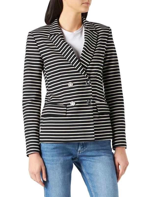 Pinko Women's ASSAGO Giacca Punto Roma RIGAT Coat, GC2_BLU Navy/Ecru, 38