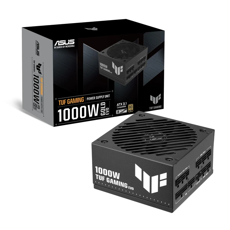 ASUS TUF Gaming 1000W Gold EVO Gaming Power Supply (1000 Watt, Fan with Double Ball Bearings, ATX 3.1 & PCIe 5.1 Compatible, 80 Plus Gold Certification, Etched Cable, Black)