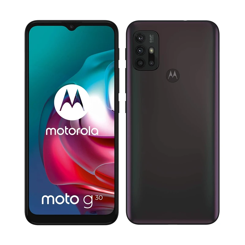 Motorola G30 (6.5 Inch 90Hz, Qualcomm Snapdragon, 64MP quad camera system, 5000 mAH battery, Dual SIM, 4/128GB, Android 11), Dark Pearl (Renewed)