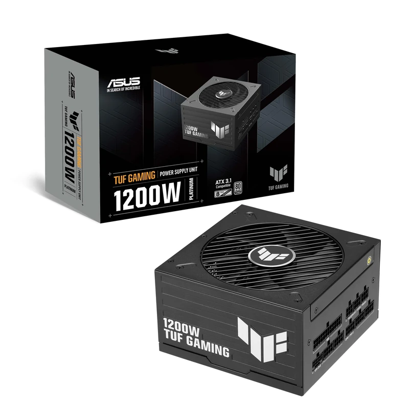 ASUS TUF Gaming 1200W Platinum Gaming Power Supply (1200W, Dual Ball Bearing Fan, ATX 3.1 and PCIe 5.1 Compatible, 80 Plus Platinum Certification, Engraved Cable, Black)