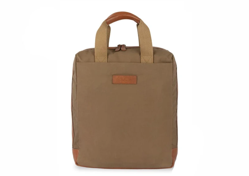 Silver Street London Men's Lenzo Canvas Leather 14 inch Laptop Backpack, Travel Backpack Casual Daypack Large Capacity, Tan