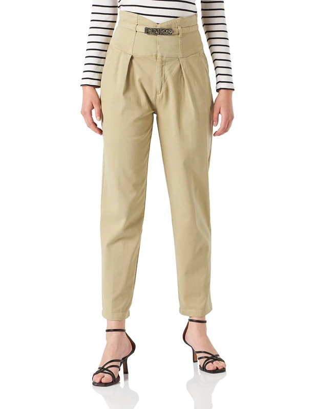 Pinko Women's Ariel 26 Bustier PJ659 GABARDI Pants, U12_Verde Grigio, 28