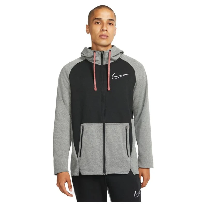Nike Men's Therma-fit Training Hoodie Full-Zip, Black/HTR/Black/White, S