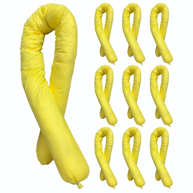 Yellow Chemical Absorbent Sock - Chemical Spills 1.2 Metre Spun Bound Absorbs 40L Chemical-based liquids, For Hazardous Liquid Spills and Leaks, UK Made