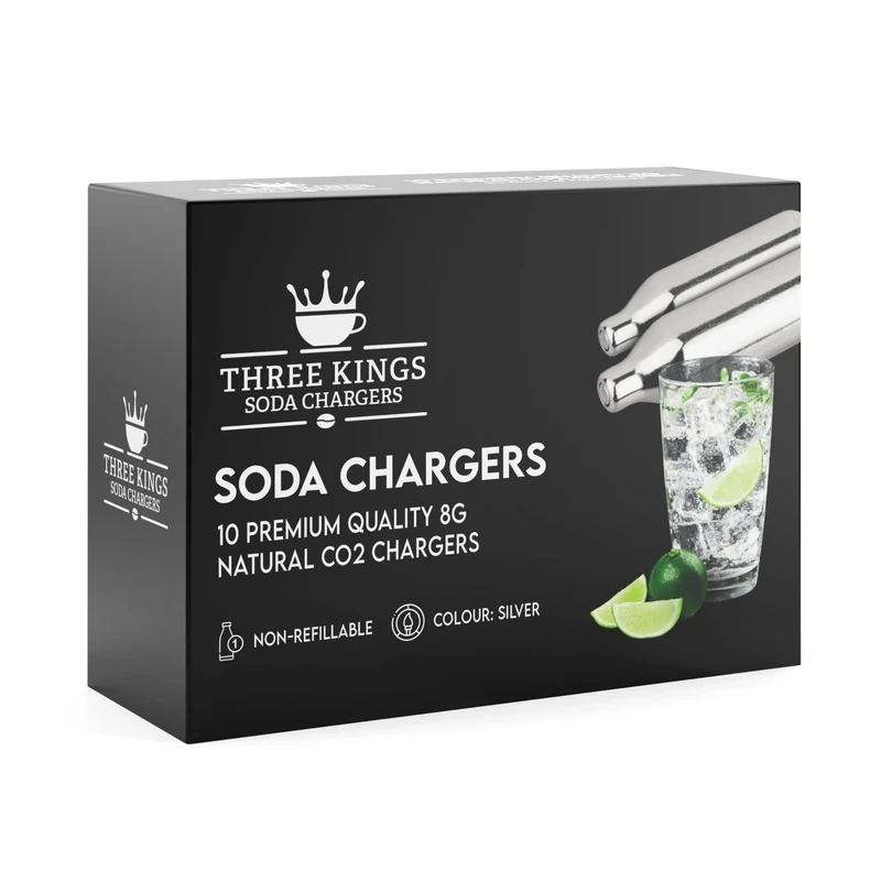 Three Kings CO2 Cartridge Chargers - Non-Threaded Natural Gas Bulb Chargers - Soda Syphon Cartridges - Pack of 200