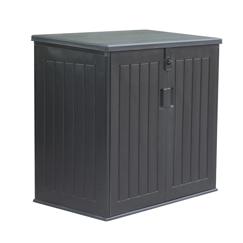 Gardiun Resin Garden Chest Soften 116 x 71x 109/112,5 cm Capacity of 775 Liters, Lock with Gas Shock Absorbers, Colour Black