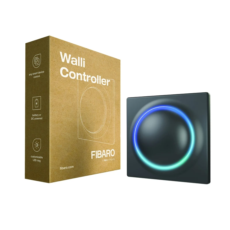 FIBARO Walli Controller, Wireless Remote Control for Your Smart Home, Antracite, FGWCEU-201-1-8
