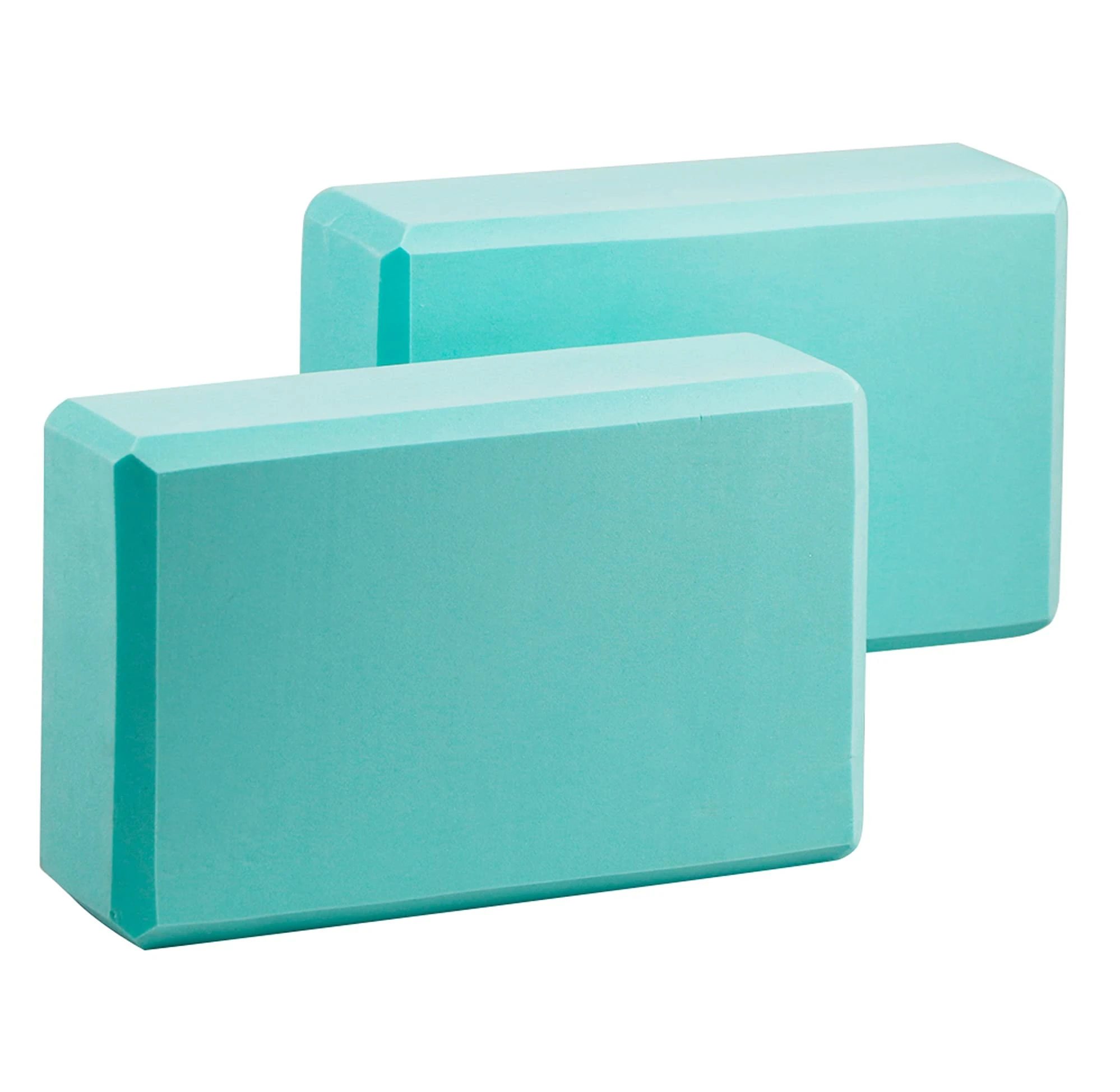 EXERZ Yoga Blocks 2pcs Gym Bricks -Comfortable Fitness Yoga Bricks, Anti-Slip, Lightweight and Travel Friendly Pilates Practice (Turquoise)