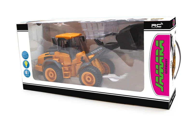 JAMARA 405058 Wheel Loader Volvo L50 1:16 2.4GHz Faithful Articulated Steering, Auto Standby Mode, Reversing Warning Sound, 2 Wheel Drive, Indicator, Realistic Engine Sound, Orange